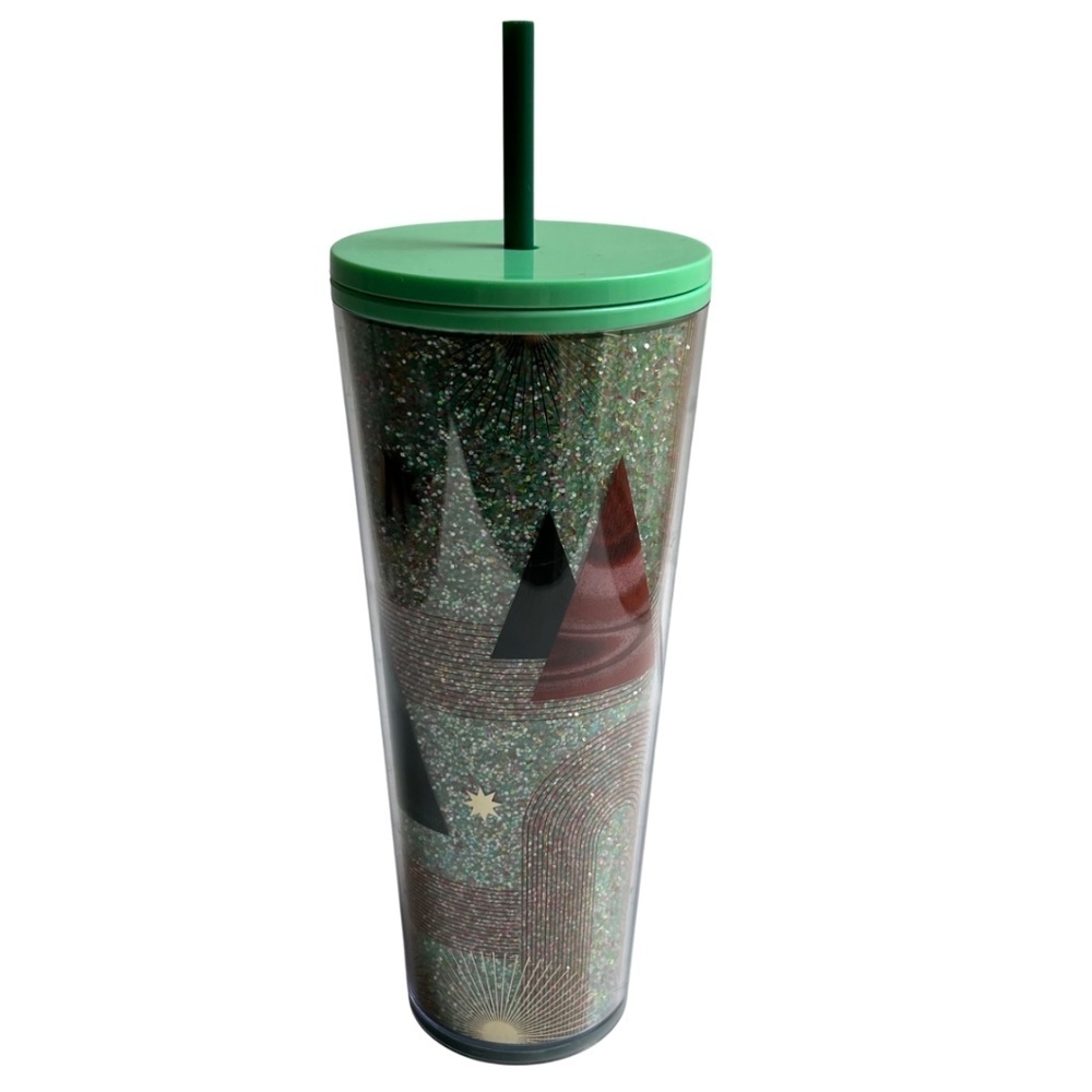 NWT Starbucks 2020 Glitter Christmas Tree 24 oz Tumbler